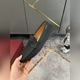高版本 官網1?1這款 Parsal 男士駕車鞋采用黑色絲綢皮+進口水染牛裡革制