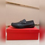 菲拉格慕（Ferragamo）香港專櫃同步更新男士一腳蹬休閑系列男鞋裡外全牛皮鞋