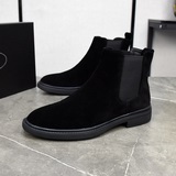 【普拉達·Prada】頭層牛皮高幫靴，切爾西時尚男鞋，品質高端款式時尚，頭層牛皮