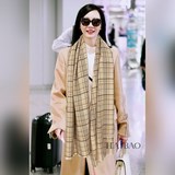 雙C 【格紋交錯披肩】小香編織風 文藝 氣質結合于一體 面料柔軟舒服 容易造型 