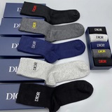 Dior · 迪奧D家新品中筒襪子【配送原版盒 一盒五雙】羅口刺繡經典DIOR字