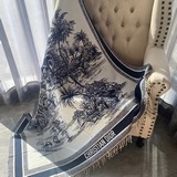 DIOR 迪奧CD提花logo印花大方巾圍巾披肩毛毯三用，材質?57%克什米爾進