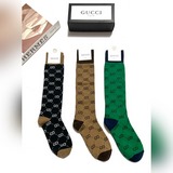 配包裝【一盒3 雙】Gucci  古奇 爆款雙G字母 長筒襪 小腿襪專櫃同