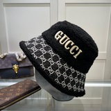 古奇Gucci 秋冬新款官網最新雙面原單迪奧漁夫帽，羊羔大邊帽檐，特别顯
