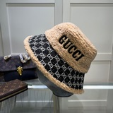 古奇Gucci 秋冬新款官網最新雙面原單迪奧漁夫帽，羊羔大邊帽檐，特别顯