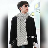（頂級原版）怒贊推薦高端男士款【L棋盤格紋針織長巾】~超級無敵軟糯的男士羊絨圍巾