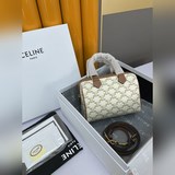 CELINE｜小號标志印花牛皮革波士頓包TRIOMPHE CANVAS标志印花