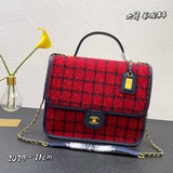大號、22k現貨！進口方格羊毛呢料  chanel c小方包毛呢鍊條手提包 20