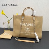 大號CHANEL   2023新色母子沙灘牛仔帆布包：經典旅遊購物袋系列：[鼓掌