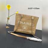 小號CHANEL   2023新色母子沙灘牛仔帆布包：經典旅遊購物袋系列：[鼓掌