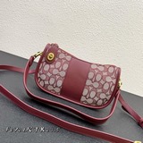 coac h  新款swinger 2325經典logo 印花塗層帆布拼牛皮斜挎