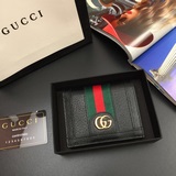 gucci·leather  原版品質，采用粒面牛皮，搭配烏木色雙G面料，金色五