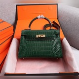 凱莉二代鳄魚紋22cm 版型完美hermes mini kelly second