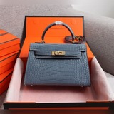 凱莉二代鳄魚紋22cm 版型完美hermes mini kelly second