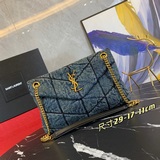 【最新牛仔紋】 原廠皮【配專櫃全套包裝】LOULOU UFFER 牛仔布紋小號