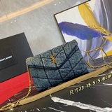【最新牛仔紋】原廠皮(配全套專櫃包裝)LOULOU UFFER 牛仔布紋迷你绗