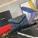 【最新牛仔紋】原廠皮(配全套專櫃包裝)LOULOU UFFER 牛仔布紋迷你绗