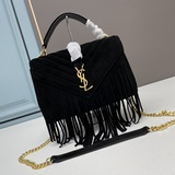 ysl monogram college_磨砂皮帶流蘇萬年款郵差包，火辣辣的勁