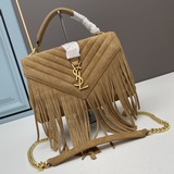 ysl monogram college_磨砂皮帶流蘇萬年款郵差包，火辣辣的勁