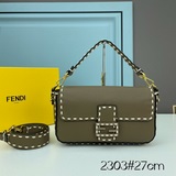 fendi 法棍純手工縫制Togo頭層牛皮頭層牛皮搭配油蠟手縫線，Togo