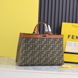 F END1 最新雙FF老花peekaboo X-tote  暗綠色壓紋雙F老