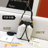 刺繡FF LOGO水桶包 日常出必門備單品都能裝手提短帶細長皮肩帶采用牛皮