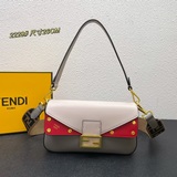 配盒子 FENDI Baguette 拼色法棍包 翻蓋斜挎單肩包，多色牛皮拼