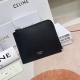 celine triomphe帆布及羊皮拉鍊銀包連可拆除卡片套黃褐色50％塗層帆