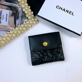 chanel 款號086-3短三折錢包采用進口荔枝紋小牛皮電壓玫瑰花、複古鎏金、