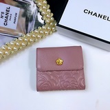 chanel 款號086-3短三折錢包采用進口荔枝紋小牛皮電壓玫瑰花、複古鎏金、