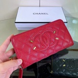 新款出貨 chanel 款號058#單拉錢包采用進口魚子醬牛皮繡線配大logo小