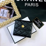 新款出貨 chanel 款號086-1短三折錢包采用進口荔枝紋小牛皮電壓斜格、複