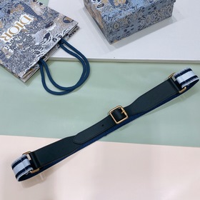 dior 2023 繡花字母布拼頭層皮, 3,4cm精品 小腰封一年四季百搭, 
