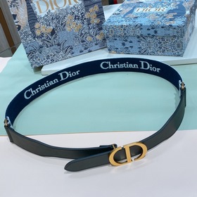 dior 2023 繡花字母布拼頭層皮, 3,4cm精品 小腰封一年四季百搭, 
