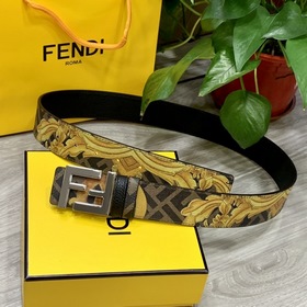 FENDl/芬迪 專櫃同款 寬40mm 标志性FF圖案和金色洛克式印花 内襯黑色