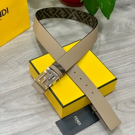 FENDI（芬迪）專櫃同款 寬4.0cm 雙環正反用腰帶 FF按釘搭扣 Cuoi