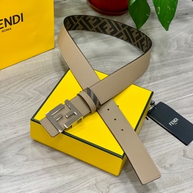 FENDI（芬迪）專櫃同款 寬4.0cm 雙環正反用腰帶 FF按釘搭扣 Cuoi