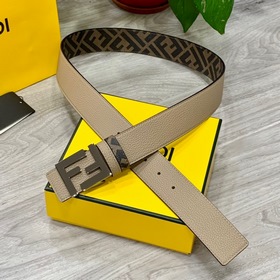 FENDI（芬迪）專櫃同款 寬4.0cm 雙環正反用腰帶 FF按釘搭扣 Cuoi