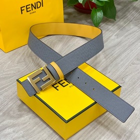 FENDI〈芬迪〉專櫃同款 寬4.0cm 雙面頭發層牛皮制成 搭配經典FF鋼扣 