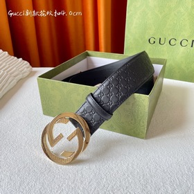 Gucci 經典款面進口原廠壓花  搭配原廠平紋皮底  寬4,0 Cm  經典永