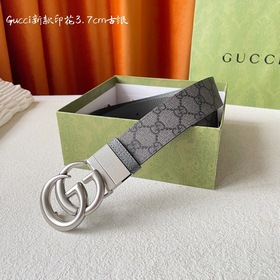 Gucci 新品 一面新款灰黑pvc印花 另一面進口灰色豬皮紋小牛皮 搭配可旋轉