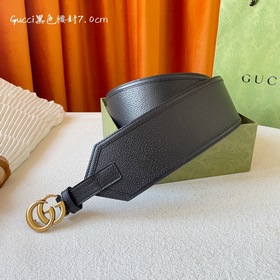 Gucci 經典款面進口原廠豬皮紋小牛皮 搭配原版平紋底  精品雙G扣 寬7.0