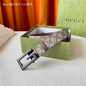 Gucci 新品 一面經典印花另一面進口原廠小牛皮 搭配可旋轉精品銅扣 雙面可用