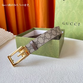 Gucci 新品 一面經典印花另一面進口原廠小牛皮 搭配可旋轉精品銅扣 雙面可用