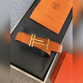 愛馬仕 Hermēs Box/Togo小牛皮雙面腰帶，鍍钯腰帶扣。38毫米