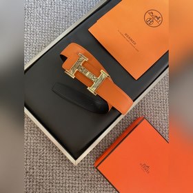愛馬仕 Hermēs Box/Togo小牛皮雙面腰帶，鍍钯腰帶扣。38毫米