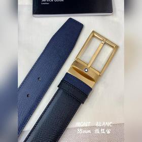 Montblanc萬寶龍 寬3.5CM 采用頭層牛皮 精品針式扣頭 自由裁剪商務
