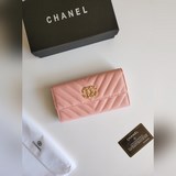 chane香奈兒經典兩折長款錢包，款號：6002 頂級皮料五金，原版品質！細節美