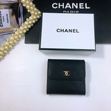 新款出貨 chanel 款號025-5#短三折錢包采用進口羊紋小牛皮繡斜格、包邊