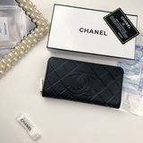 chanel 爆款回貨款號806#單拉錢包采用進口鹿紋小牛皮新增彩色經典黑色、高